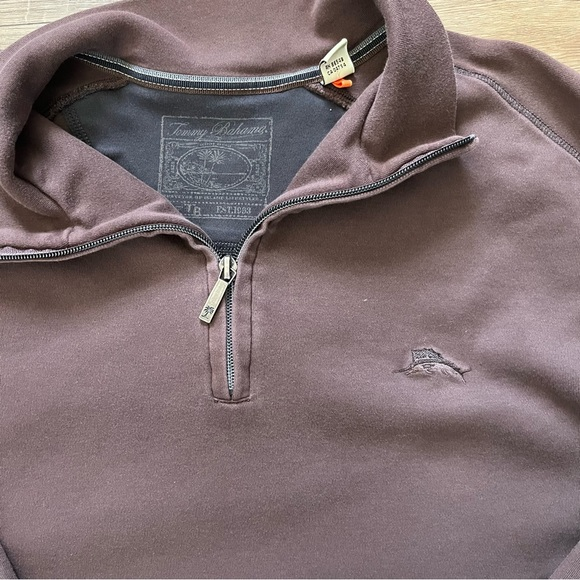 Tommy Bahama‎ Quarter Zip Sweater Brown Mens XL - Picture 1 of 7